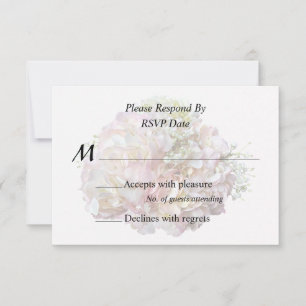 Bleke Roze Hortensia Met Baby's Adem RSVP Kaartje