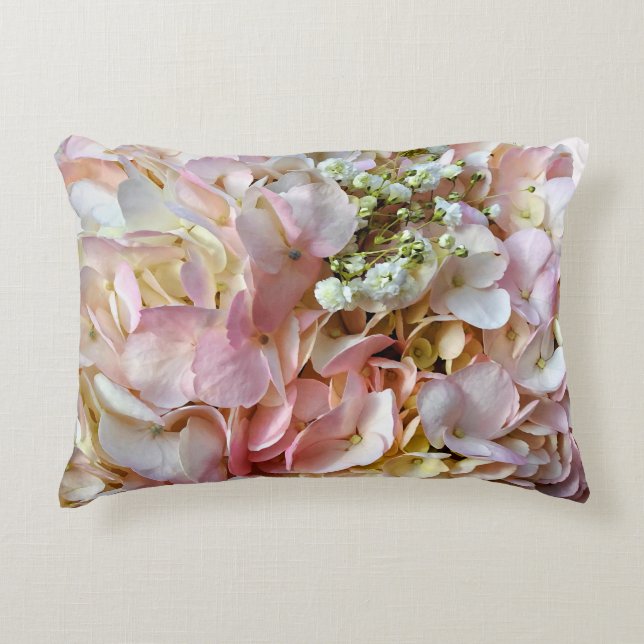 Bleke roze hydrangea met Baby adem Accent Kussen (Voorkant)