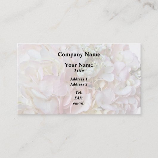 Bleke roze hydrangea met Baby adem Visitekaartje (Voorkant)