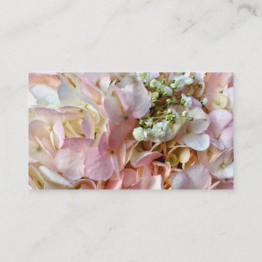 Bleke roze hydrangea met Baby adem Visitekaartje (Achterkant)