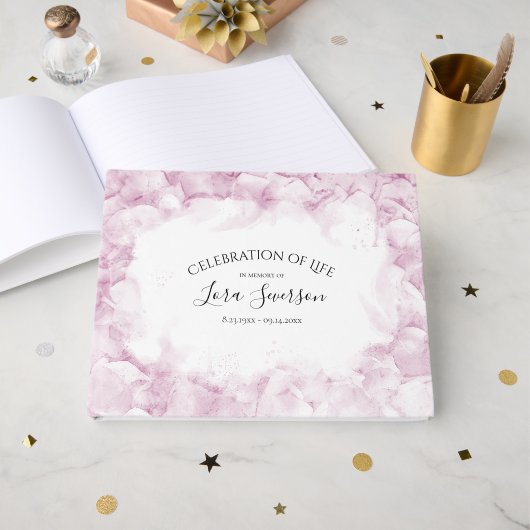 Bleke roze hydrangeas Viering van het levensdenkte Gastenboek (Voorkant open)