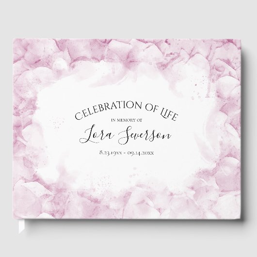 Bleke roze hydrangeas Viering van het levensdenkte Gastenboek (Voorkant)