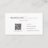 Bleke Roze Kalligrafie Typografie QR-code Visitekaartje (Achterkant)