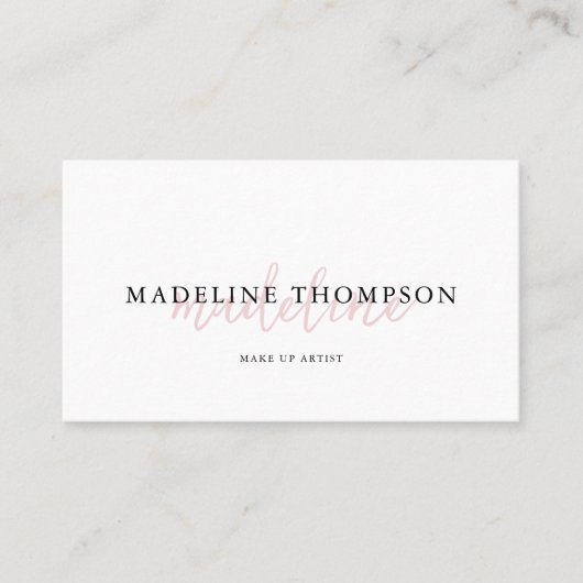 Bleke Roze Kalligrafie Typografie QR-code Visitekaartje (Voorkant)