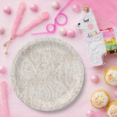 Bleke roze kant Papieren Bordje (Feest)