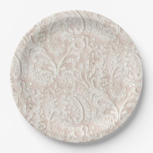 Bleke roze kant Papieren Bordje (Voorkant)