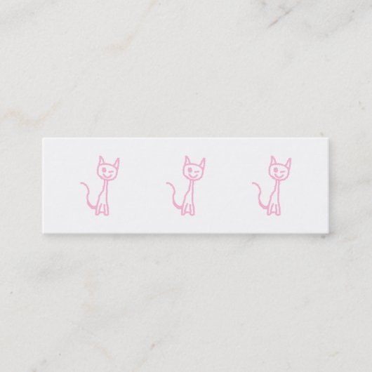 Bleke roze kat, Winking. Mini Visitekaartje (Voorkant)