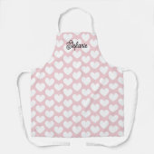 Bleke roze keuken schort met leuke hart print (Voorkant)