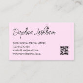 Bleke roze lijnen foto handtekening script QR-code Visitekaartje (Achterkant)