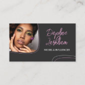 Bleke roze lijnen foto handtekening script QR-code Visitekaartje (Voorkant)