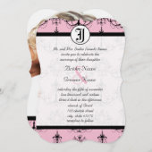 Bleke roze luchters met foto-bruiloft kaart (Voorkant / Achterkant)