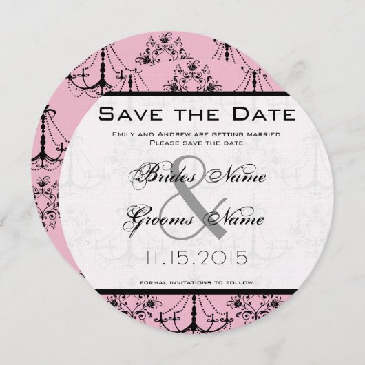 Bleke roze luchters weddenschap sparen de datum kaart (Voorkant / Achterkant)