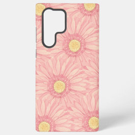 Bleke roze madeliefjespatroon - groot samsung galaxy hoesje