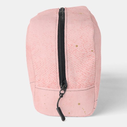 Bleke roze minimalistische gouden monogram vliegtu toilettasje (Rechts)