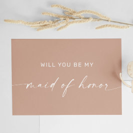 Bleke Roze Minimalistische Moderne Maid of Honor V Briefkaart