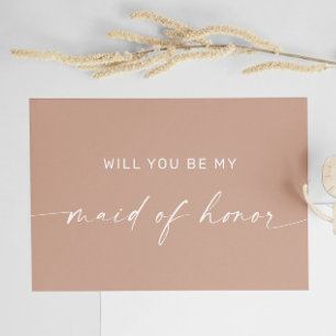 Bleke Roze Minimalistische Moderne Maid of Honor V Briefkaart