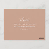 Bleke Roze Moderne Minimalistische Bruidsmeisje Vo Briefkaart (Achterkant)