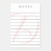 Bleke roze monogram omlijnde noten post-it® notes (Voorkant)