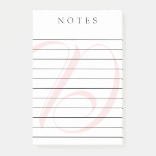 Bleke roze monogram omlijnde noten post-it® notes