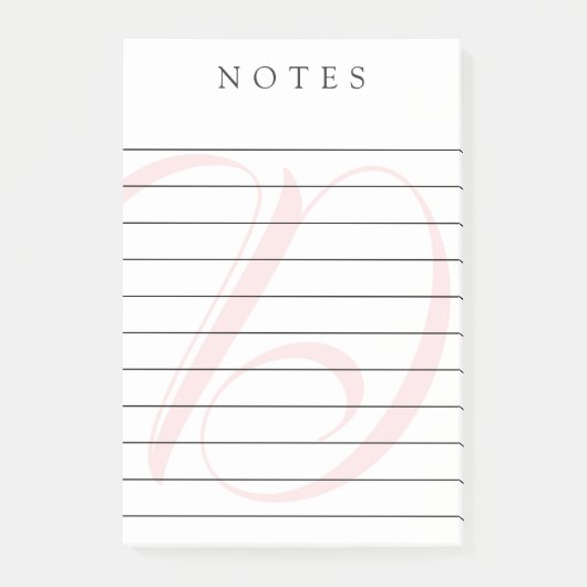 Bleke roze monogram omlijnde noten post-it® notes (Voorkant)