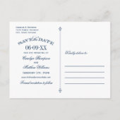  Bleke Roze Navy Flourish Save the Date Aankondigingskaart (Achterkant)