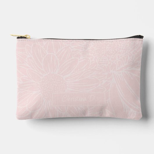Bleke Roze op Roze Chrysanten met Naam Etui (Voorkant)