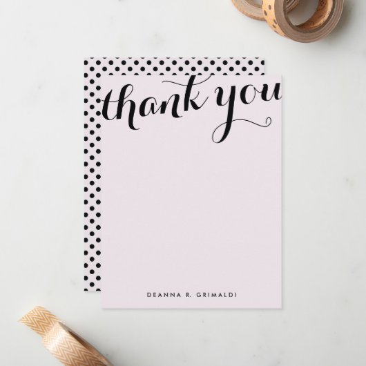 Bleke Roze Parisienne Chic Flat Dank u Notitiekaartje (Voorkant / Achterkant in situ)