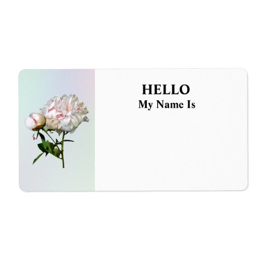 Bleke Roze Pioen en Knop Etiket (Voorkant)