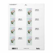 Bleke Roze Pioen en Knop Etiket (Full Sheet)