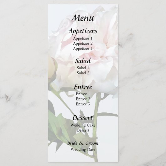 Bleke Roze Pioen en Knop Menu (Voorkant)