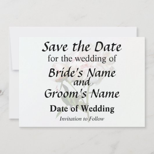 Bleke Roze Pioen en Knop Save The Date (Voorkant)