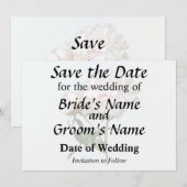 Bleke Roze Pioen en Knop Save The Date (Voorkant / Achterkant)