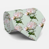 Bleke Roze Pioen en Knop Stropdas (Opgerold)