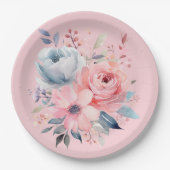 Bleke Roze Pioenrozen Bloemstuk Bruiloft Papieren Bordje (Voorkant)