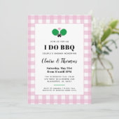 Bleke Roze Plaid I Do BBQ Ping Pong Uitnodiging (Staand voorkant)