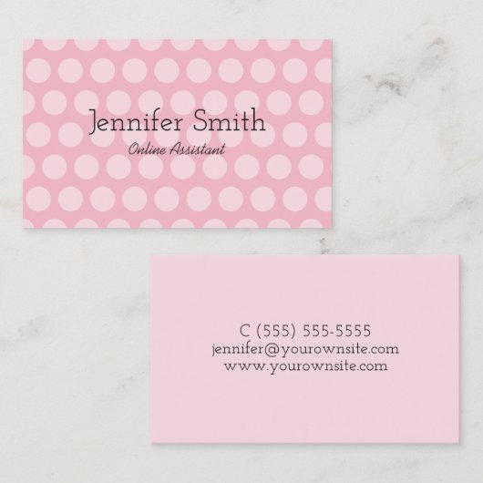 Bleke roze poladot visitekaartje (Voorkant / Achterkant)
