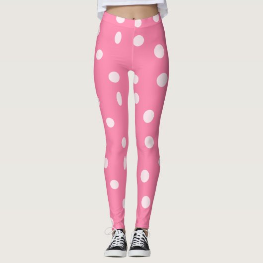 Bleke roze pols met roze stippen leggings (Voorkant)