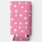 Bleke roze pols met roze stippen seltzer blikjeskoeler (Voorkant)