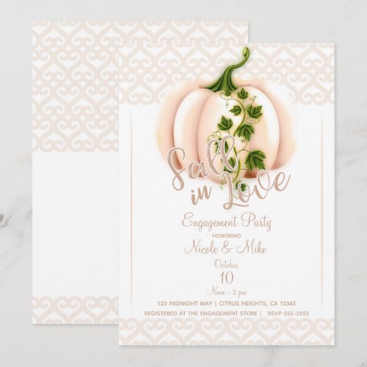 Bleke roze pompoen HERFST in de LOVE Engagement Pa Kaart (Voorkant / Achterkant)