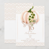 Bleke roze pompoen Herfst Sweet 16 Birthday Party Kaart (Voorkant / Achterkant)