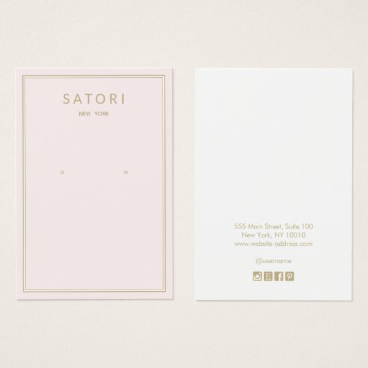 Bleke roze rand met juwelenweergave visitekaartje (Voorkant /achterkant)