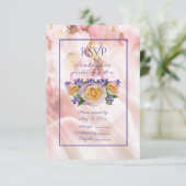 Bleke Roze Roos Met Paarse Accenten RSVP Kaart (Staand voorkant)