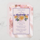 Bleke Roze Roos Met Paarse Accenten Uitnodiging (Voorkant / Achterkant)