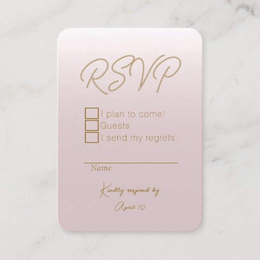 Bleke Roze Roos Respons Kaart (Voorkant)