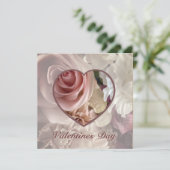 Bleke Roze Roos Valentijnkaart Kaart (Staand voorkant)