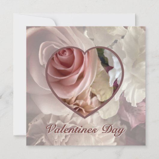 Bleke Roze Roos Valentijnkaart Kaart (Voorkant)