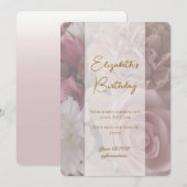 Bleke Roze Rose Verjaardag Uitnodiging Kaart (Voorkant / Achterkant)