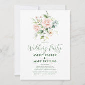 Bleke roze Roses Bouquet Wedding Party Invite Kaart (Voorkant)