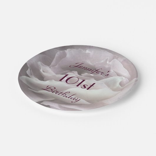 Bleke roze roze Borden, 101e verjaardag Papieren Bordje (Gekanteld)