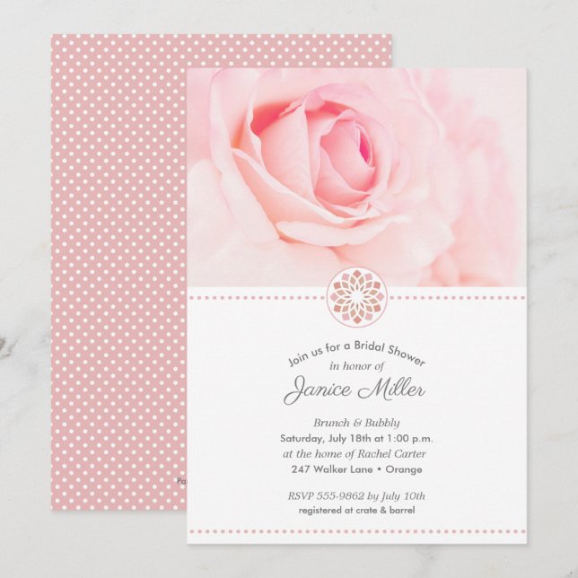 Bleke Roze Roze Floral Bridal Shower Invitaties (Voorkant / Achterkant)